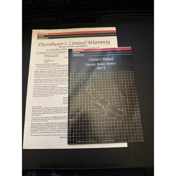 Honda HR215SXA, 215HXA, 215HMA Rotary Mower Owners Manual Warranty - Picture 1 of 10